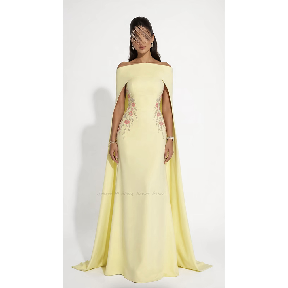 Embroidery Yellow Dress - Vestido de Noite Sereia Amarelo Limão