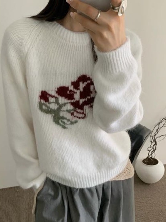 Suéter Feminino de Tricô com B - Embroidery Rose avaliação e preço