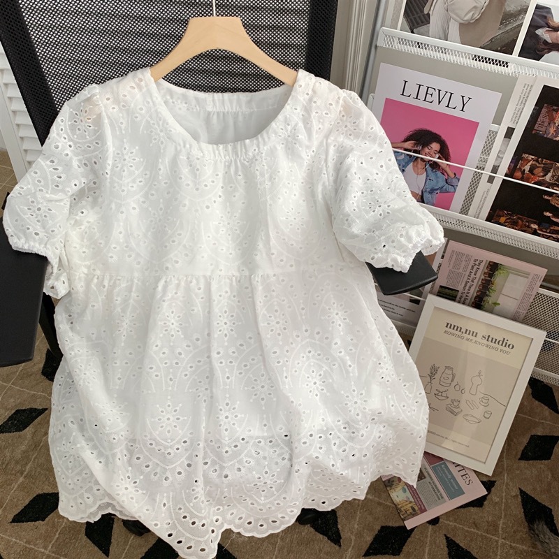 Blusa feminina de bordado bran - Embroidery Cotton Shirt avaliação e preço