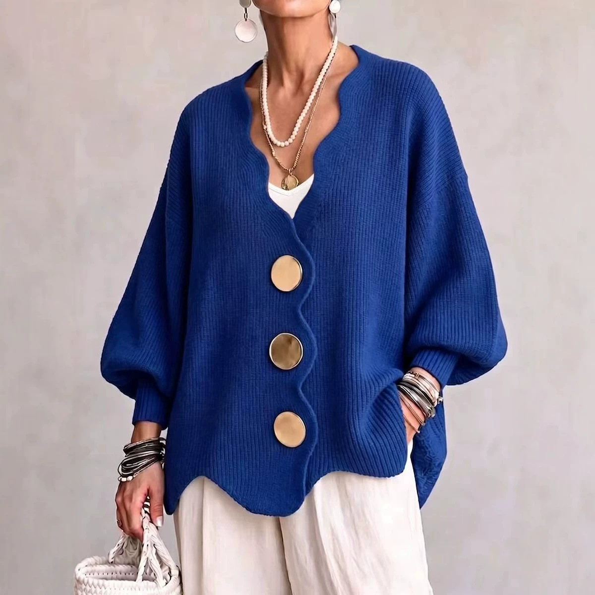 Cardigãs de Malha Sólida Outon - Embroidery Online avaliação e preço