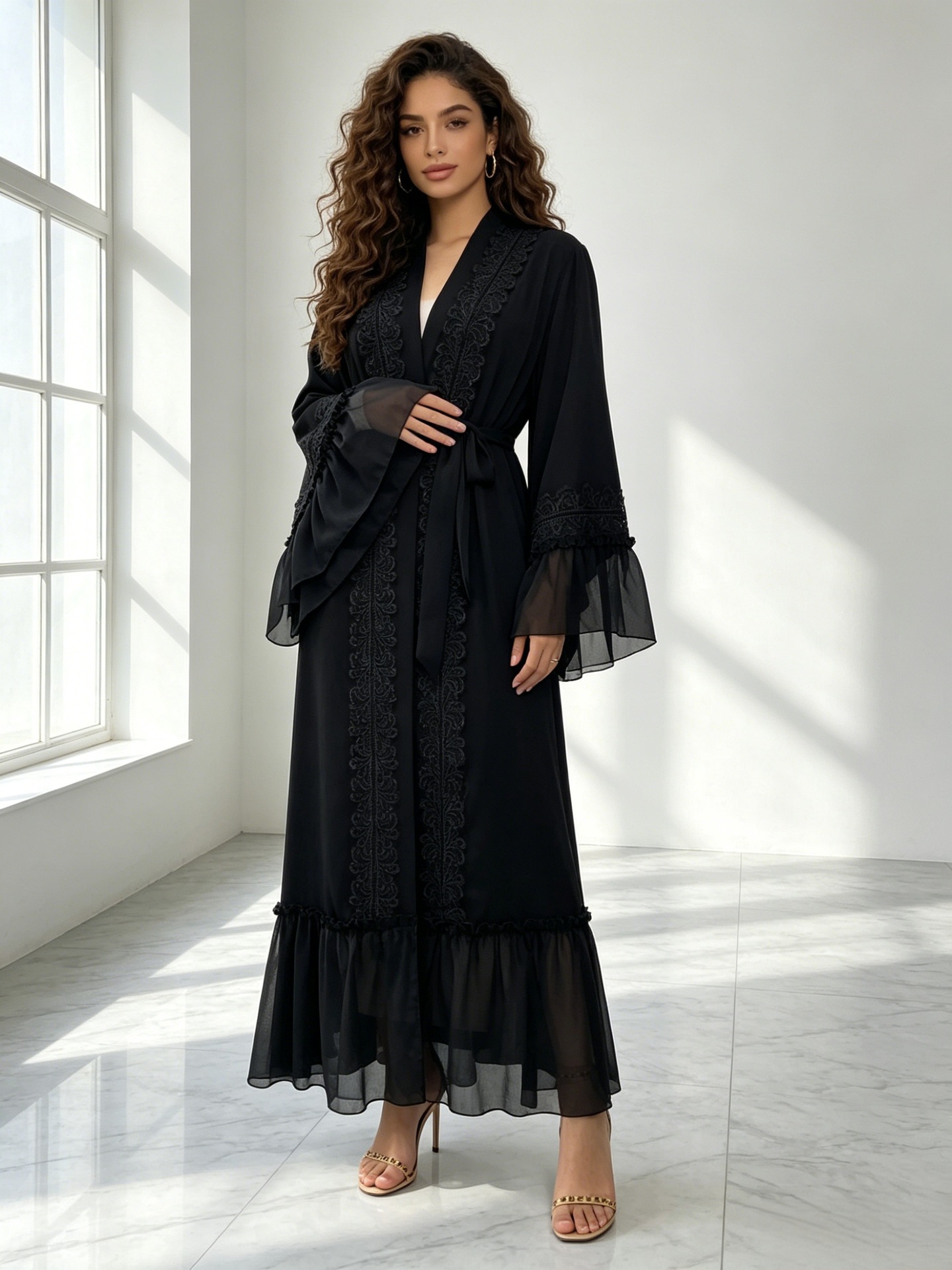 Abaya Aberta com Bordado de Re - Embroidery Kebaya avaliação e preço
