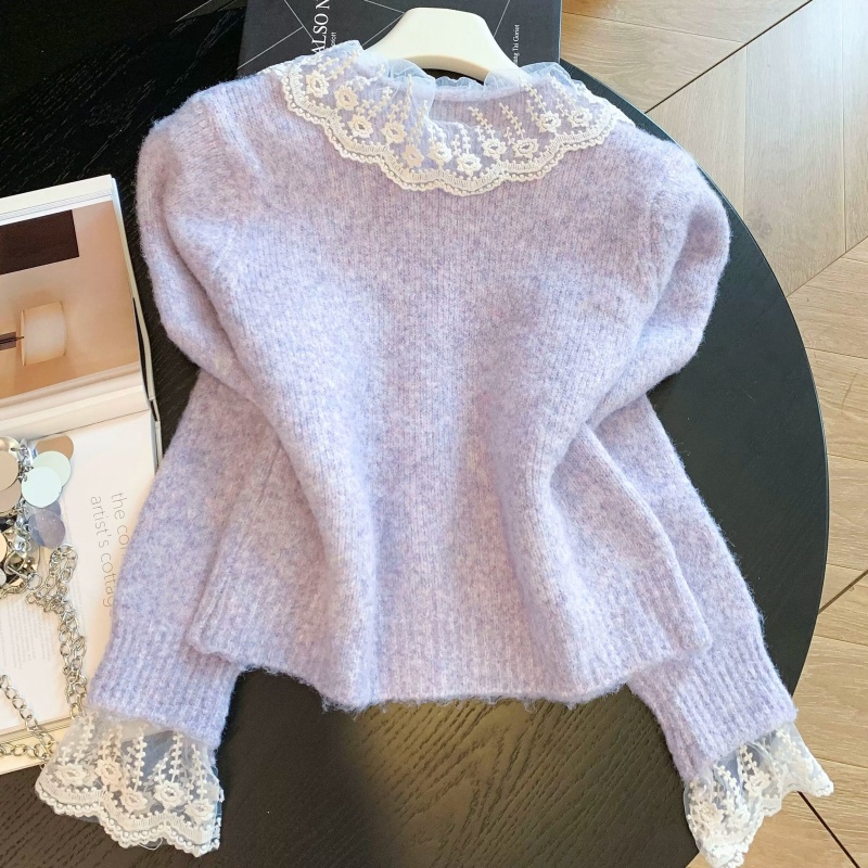 Cardigã Curto de Malha Roxo e  - Embroidery Online avaliação e preço