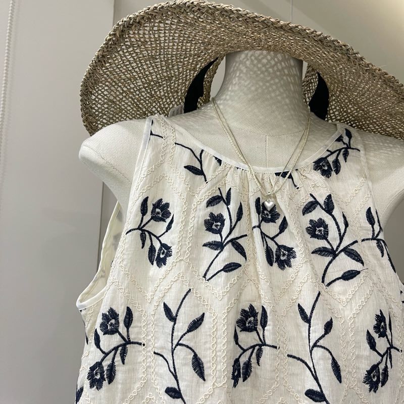 Camiseta Sem Mangas Elegante c - Embroidery Cotton Shirt avaliação e preço
