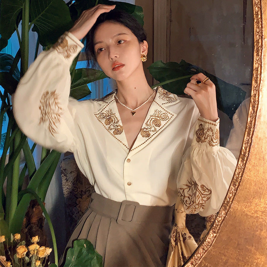 Blusa retro bordada para mulhe - Embroidery Cotton Shirt avaliação e preço