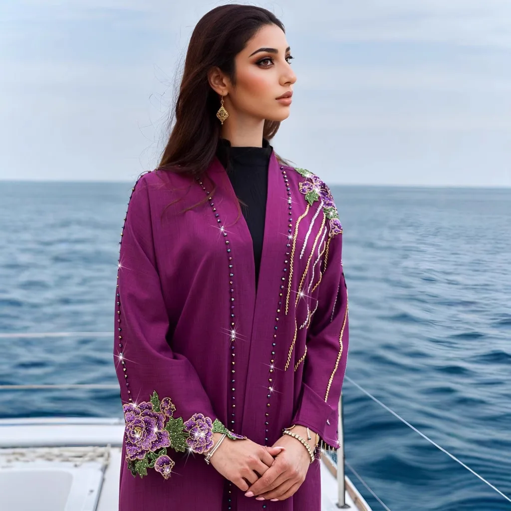Abaya Aberta Bordada, Kimono D - Embroidery Kebaya avaliação e preço